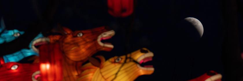 Laternen in Pferde-Form sind am Dienstag in China zu sehen.