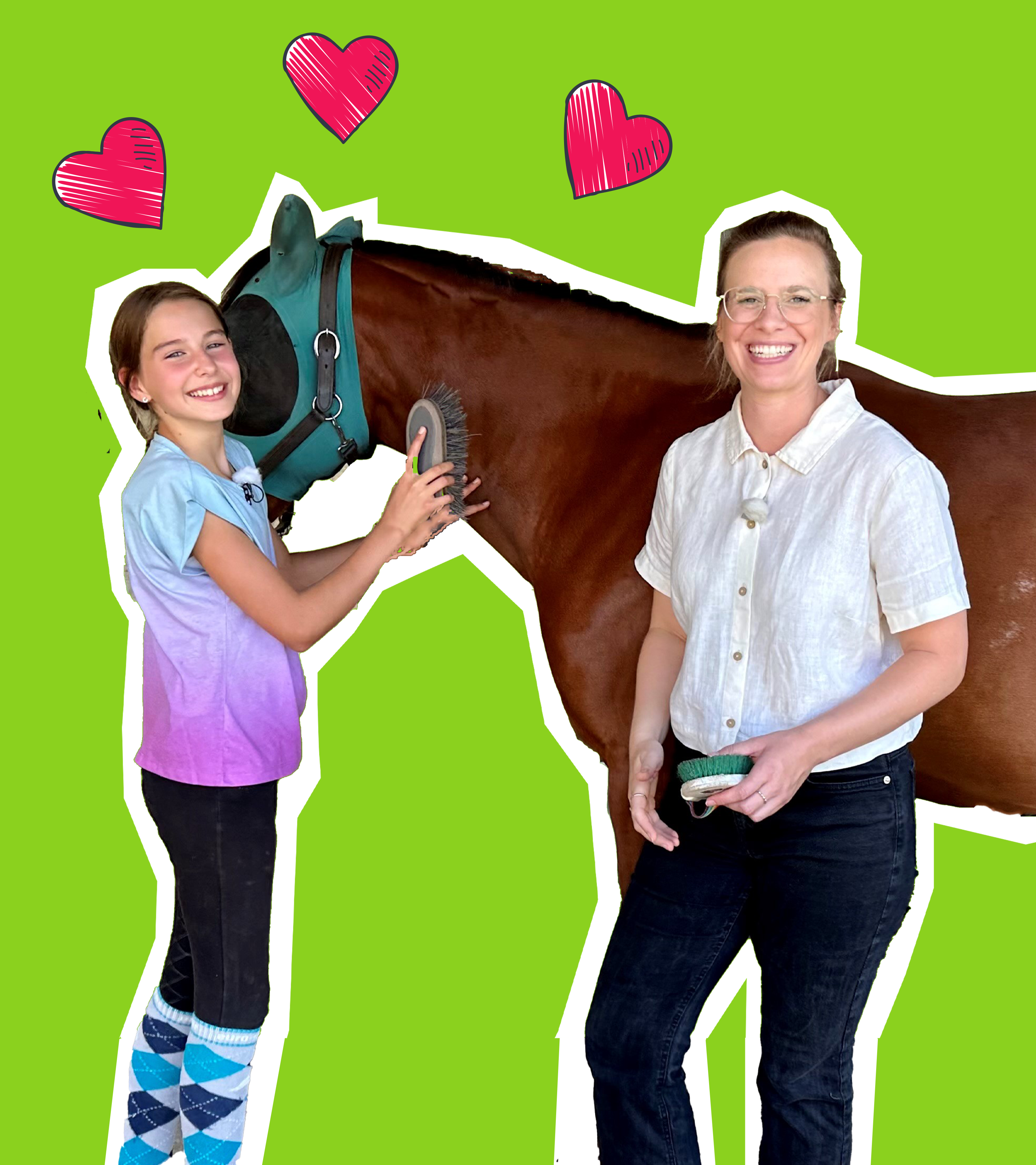 Linda und Laura mit Pferd