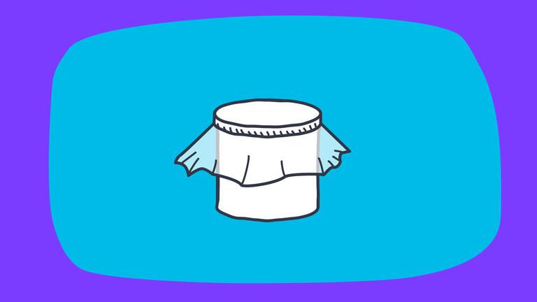 Butterbrotpapier wird unter Deckel geklemmt