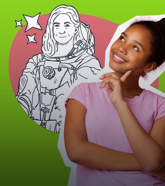 Mädchen und Junge denken über ihren späteren Traumberuf nach.