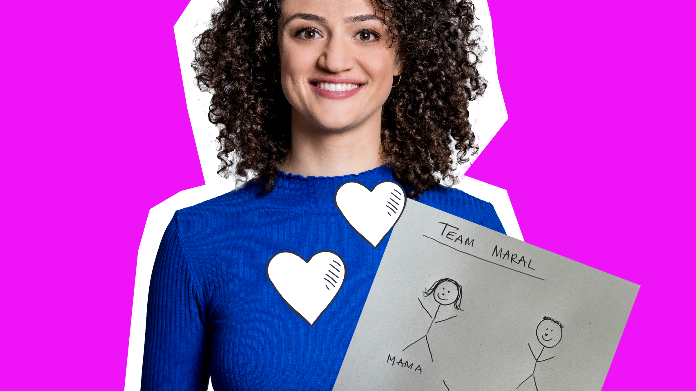 logo! Moderatorin Maral mit einem selbstgezeichneten Bild ihrer Familie 