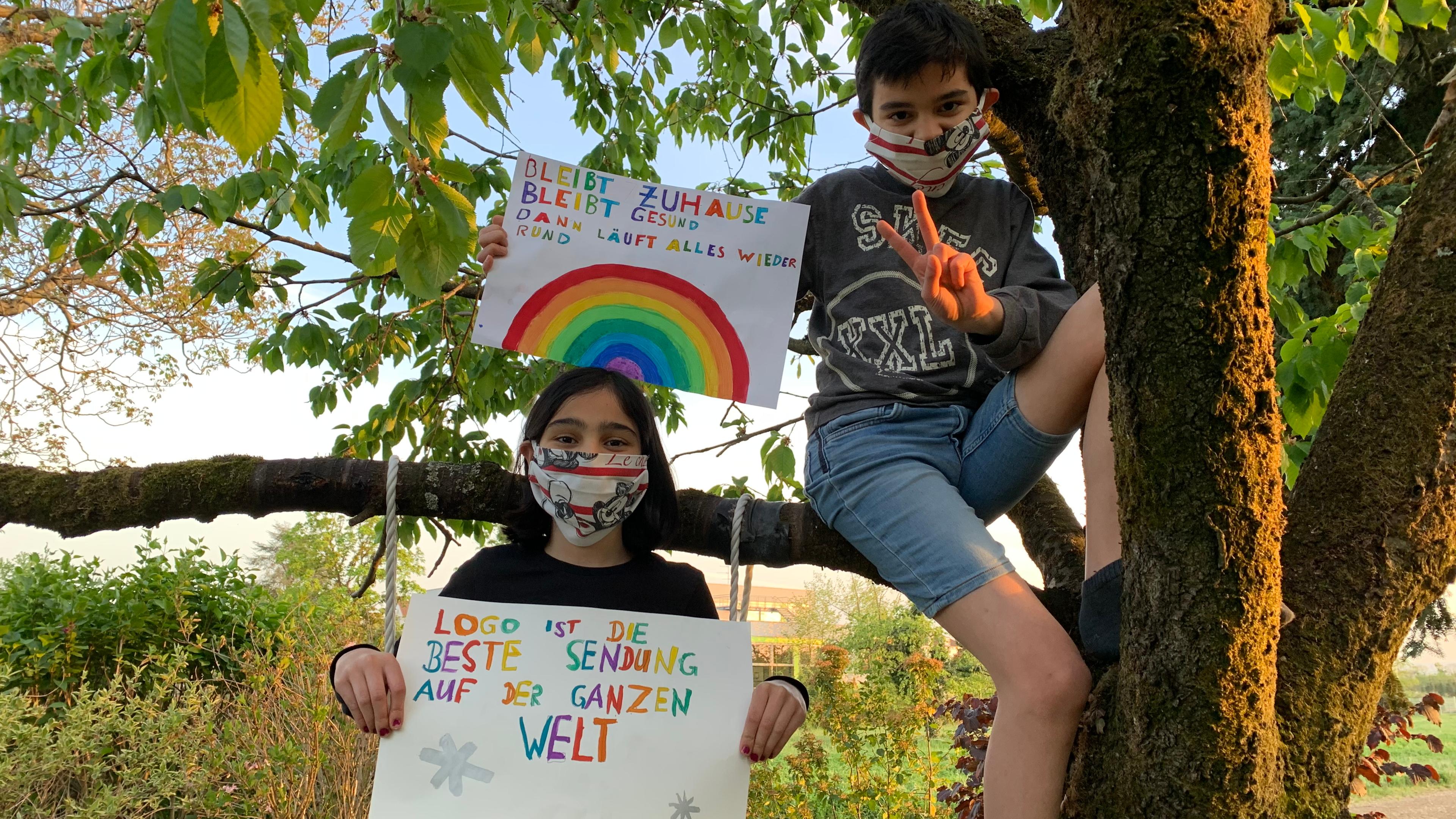 Aktion, bei der Kinder Fotos von sich mit ihren Masken an logo! schicken konnten.