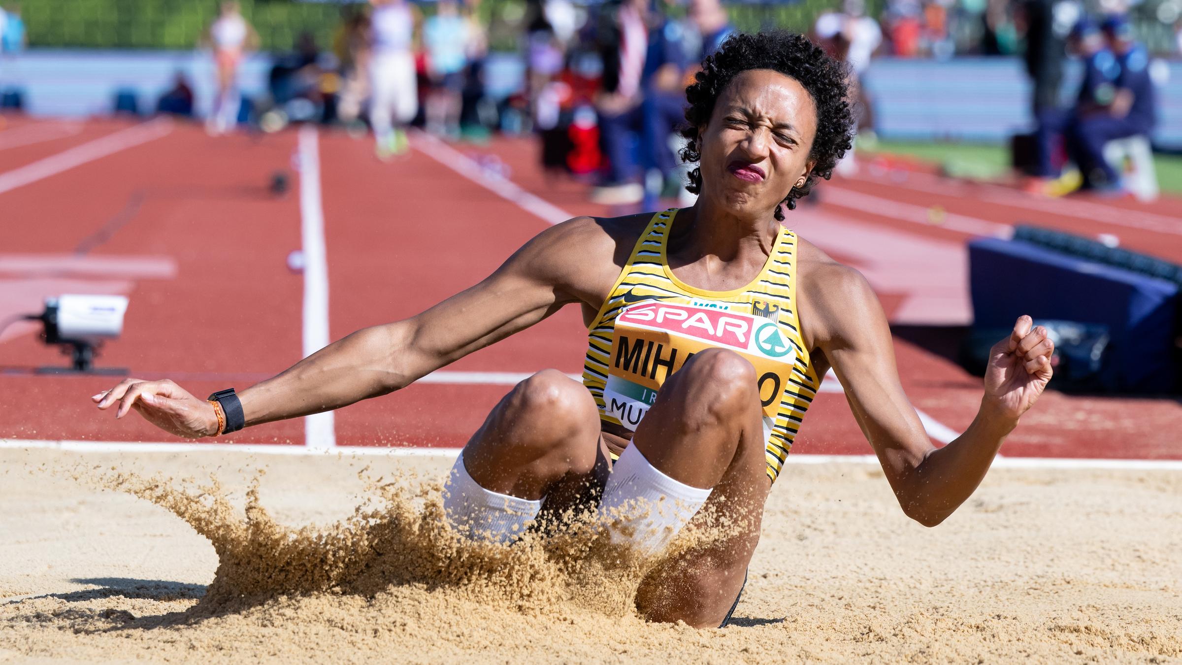 European Championships, Europameisterschaft, Leichtathletik,Weitsprung: Malaika Mihambo landet in der Weitsprunggrube.