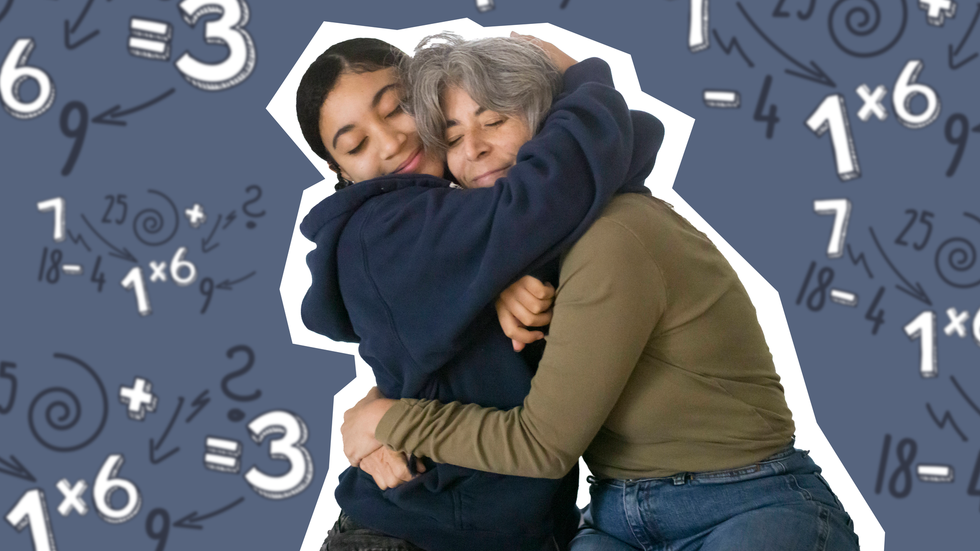 Mutter und Tochter umarmen sich