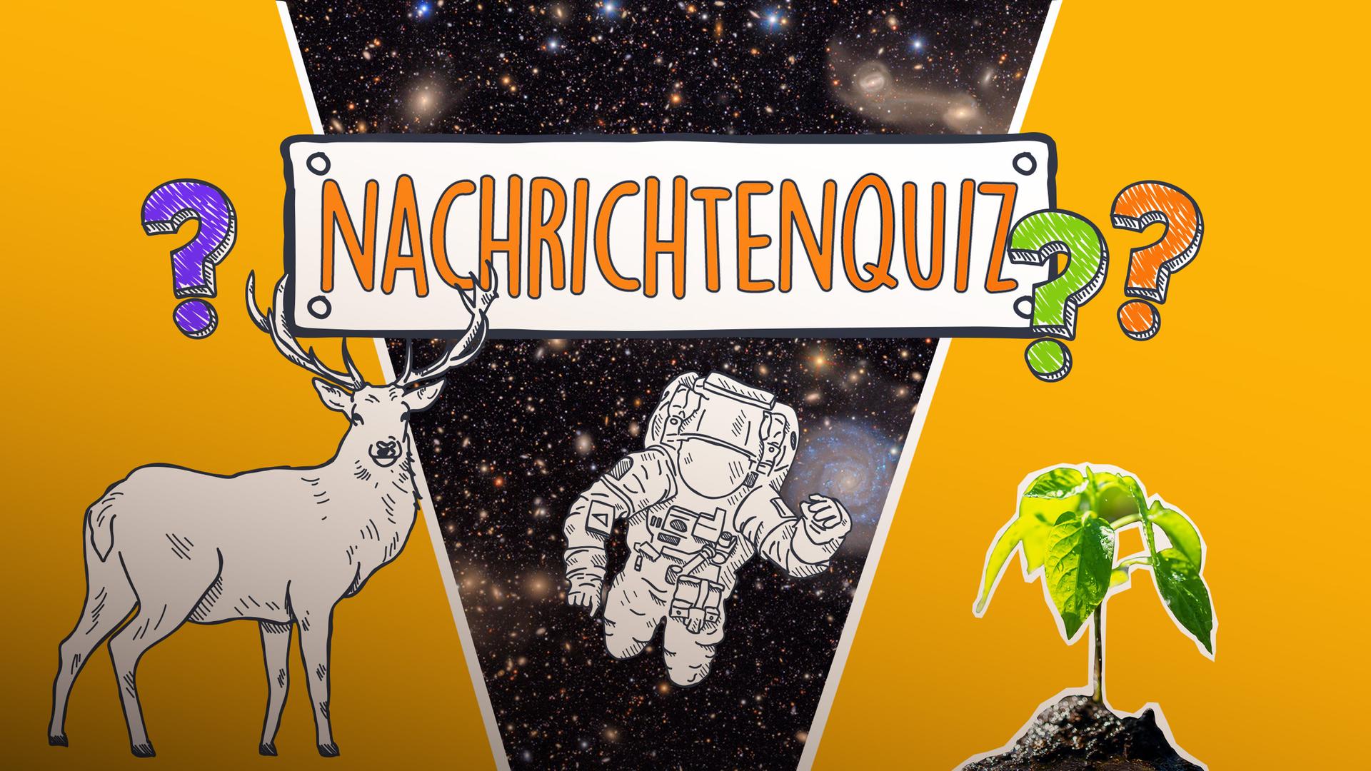 Auf dem Bild sind die Umrisse eines Astronauten und eines Hirsches zu erkennen. Außerdem sieht man einen Keimlingt.