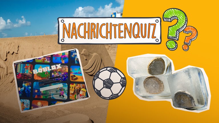 Pyramide; Fragezeichen; Nachrichtenquiz; eingefrorene Euros; Fußball; Robloxs