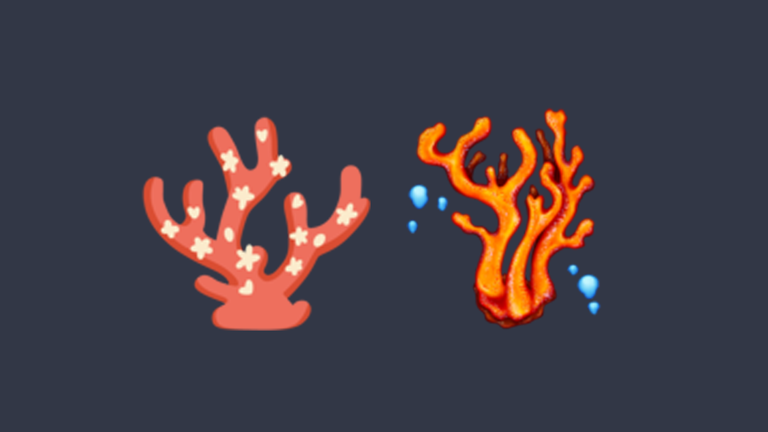 Ein orange-rotes Korallen-Emoji