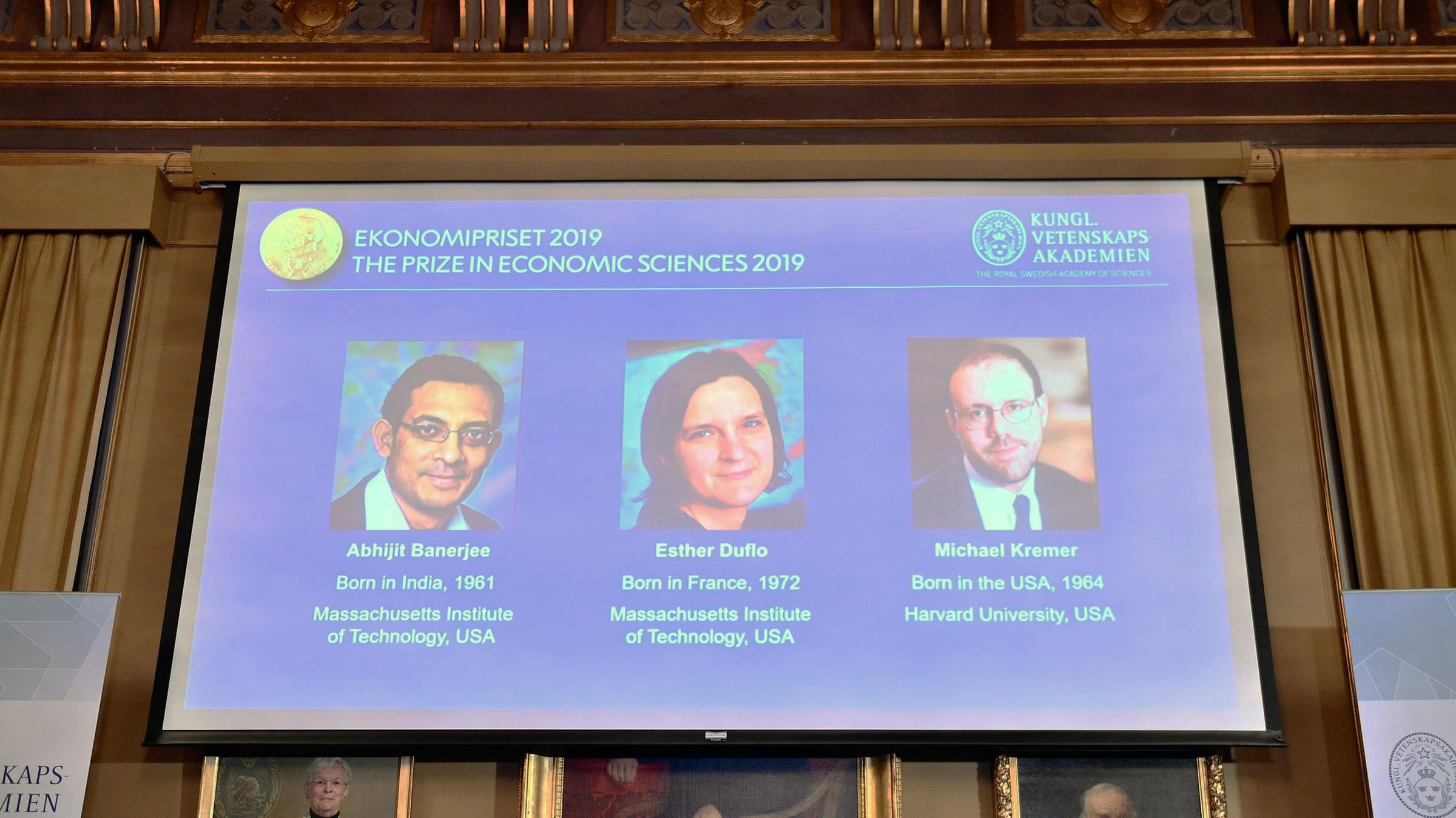 Die drei Gewinner des Wirtschaftsnobelpreises 2019
