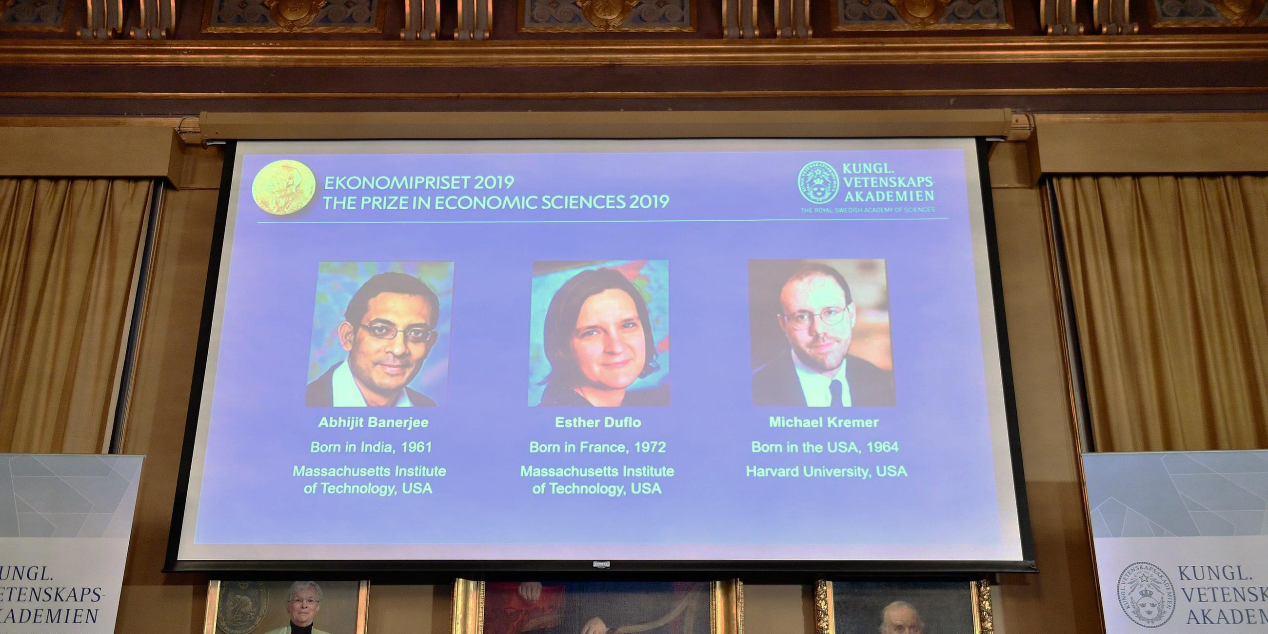 Die drei Gewinner des Wirtschaftsnobelpreises 2019