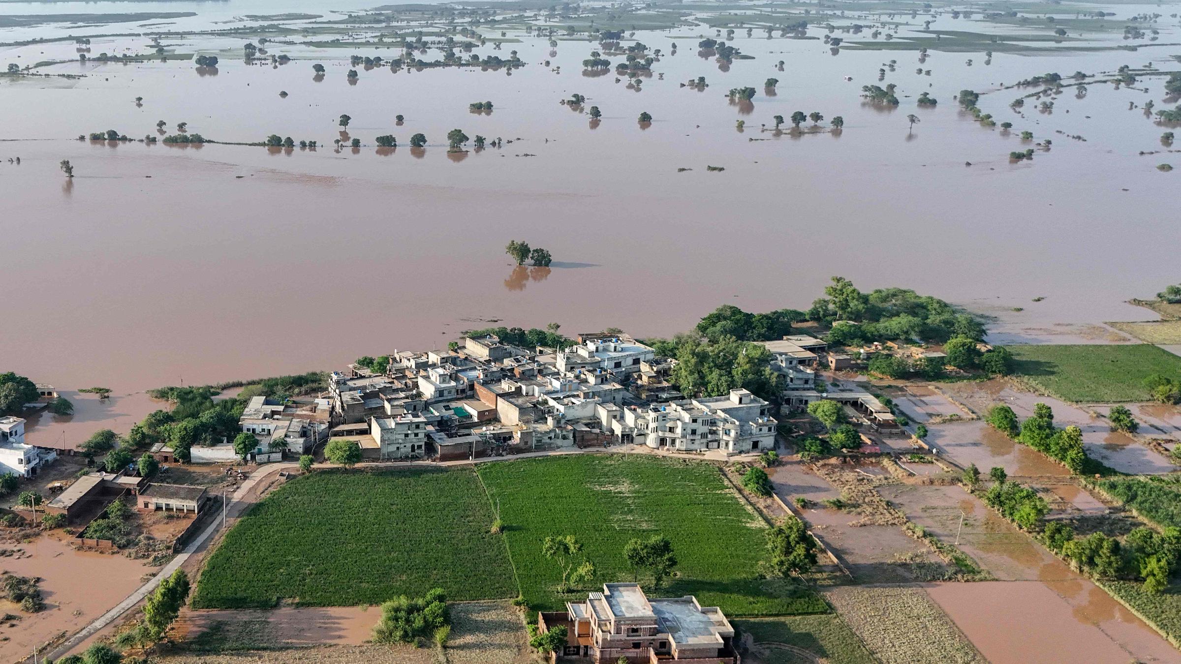 Drohnenansicht Überschwemmungen Pakistan