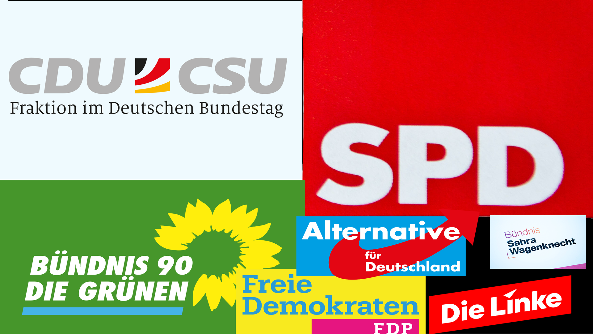 Logos aller Parteien im Bundestag