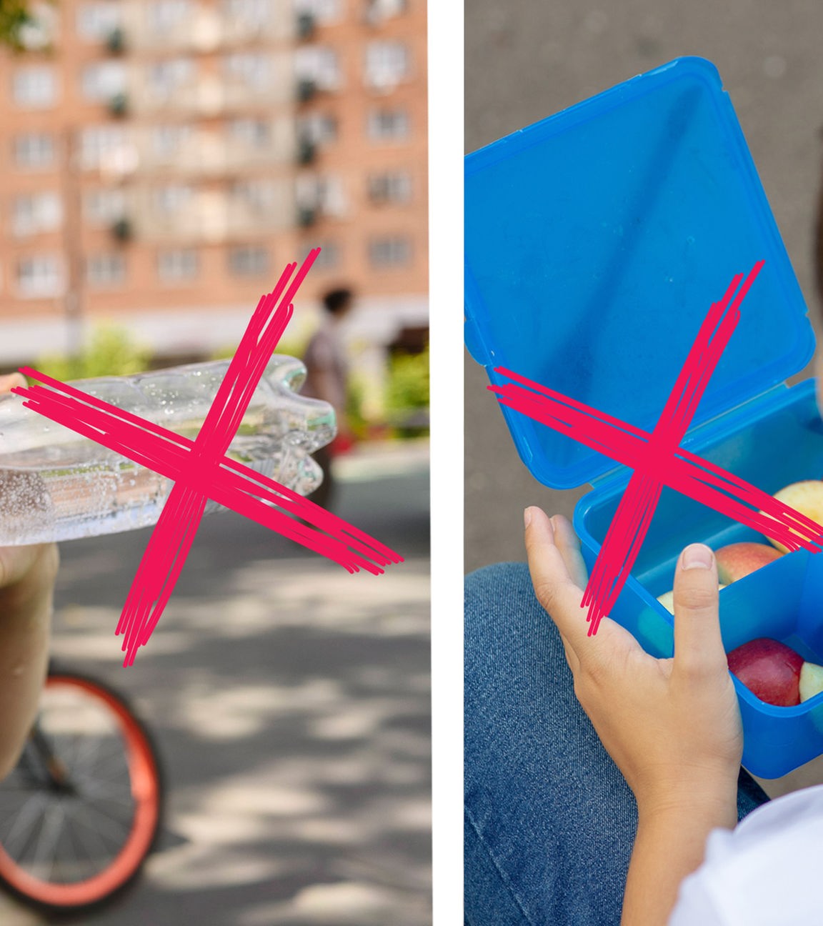 Plastikflasche und eine Brotdose aus Plastik