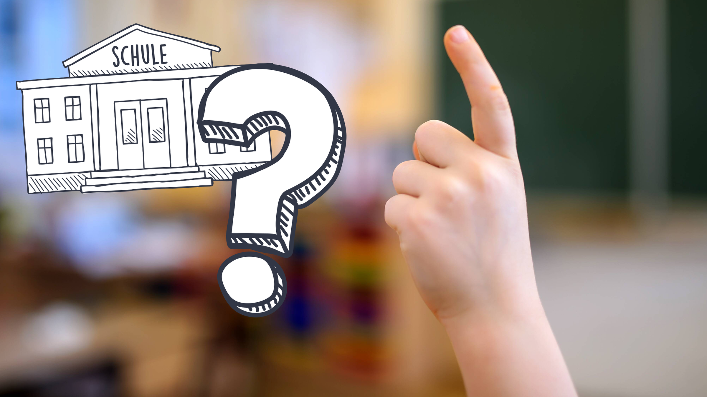 Kind meldet sich in Klassenzimmer, Fragezeichen