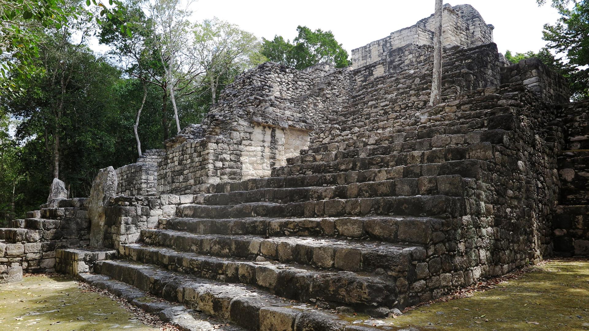 Eine Pyramide in der Maya-Ruinenstätte in Calakmul im Südosten Mexikos