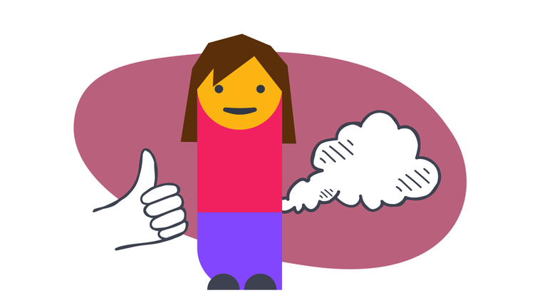 Grafik: Emo pupst, daneben Daumen hoch