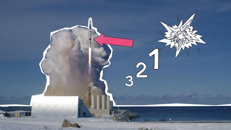 Eine Rakete startet.