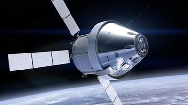 Künstlerische Darstellung der Astronautenkapsel Orion, wie sie fertig aussehen soll