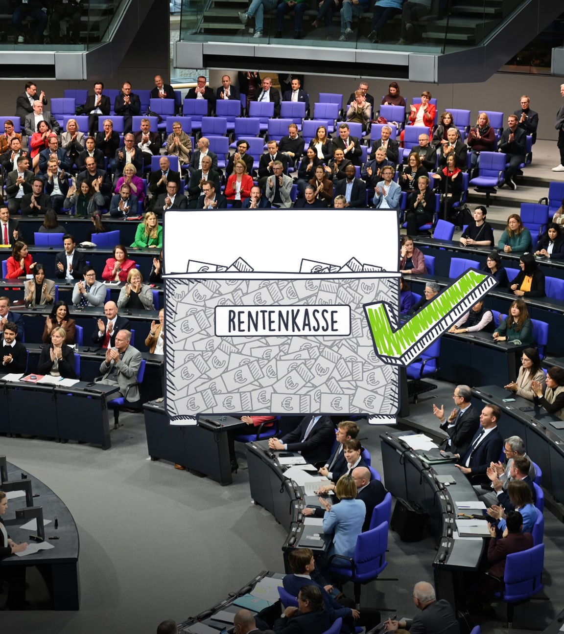 Bundestagsversammlung; Rentenkasse; grüner Haken