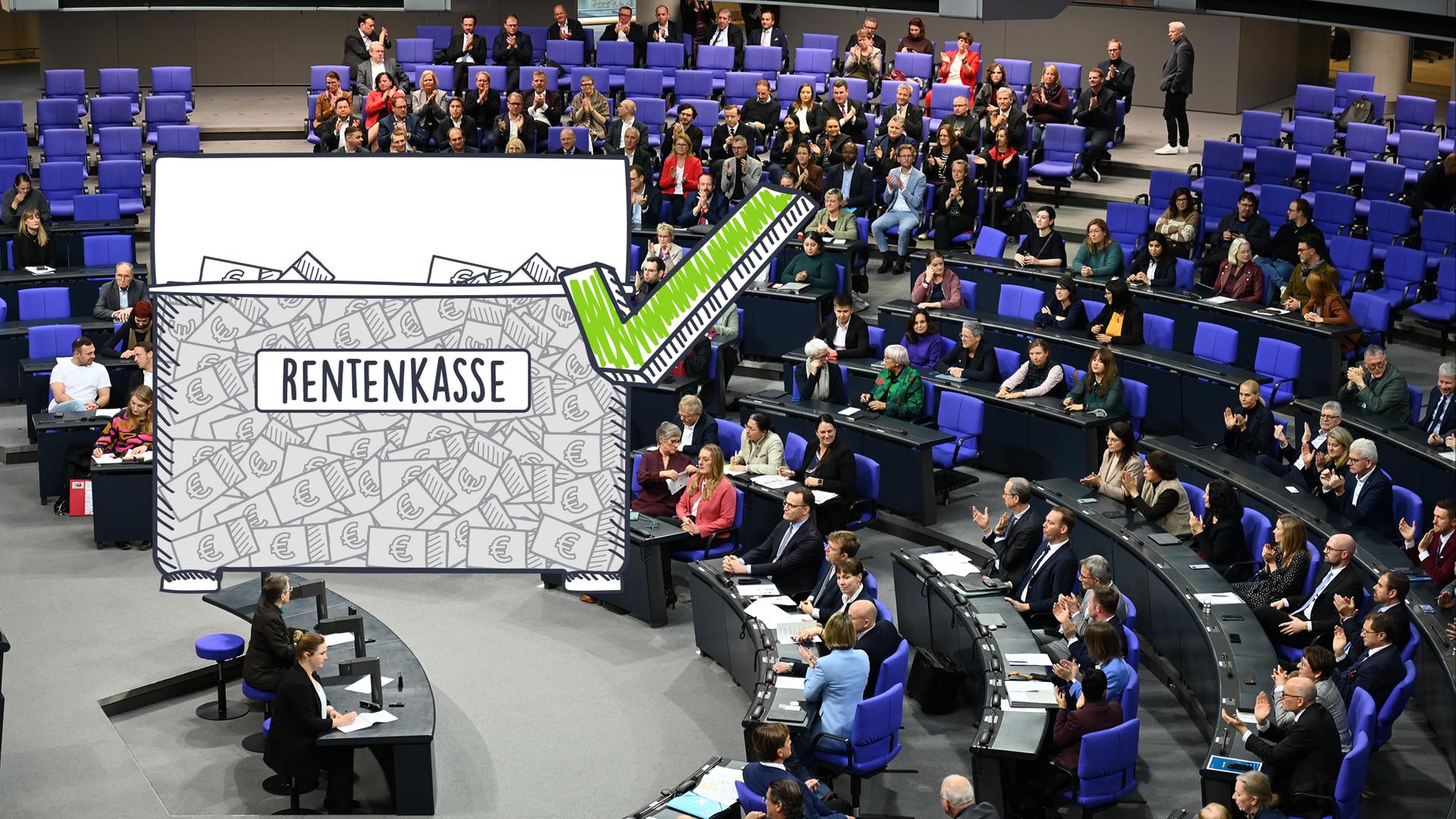 Bundestagsversammlung; Rentenkasse; grüner Haken