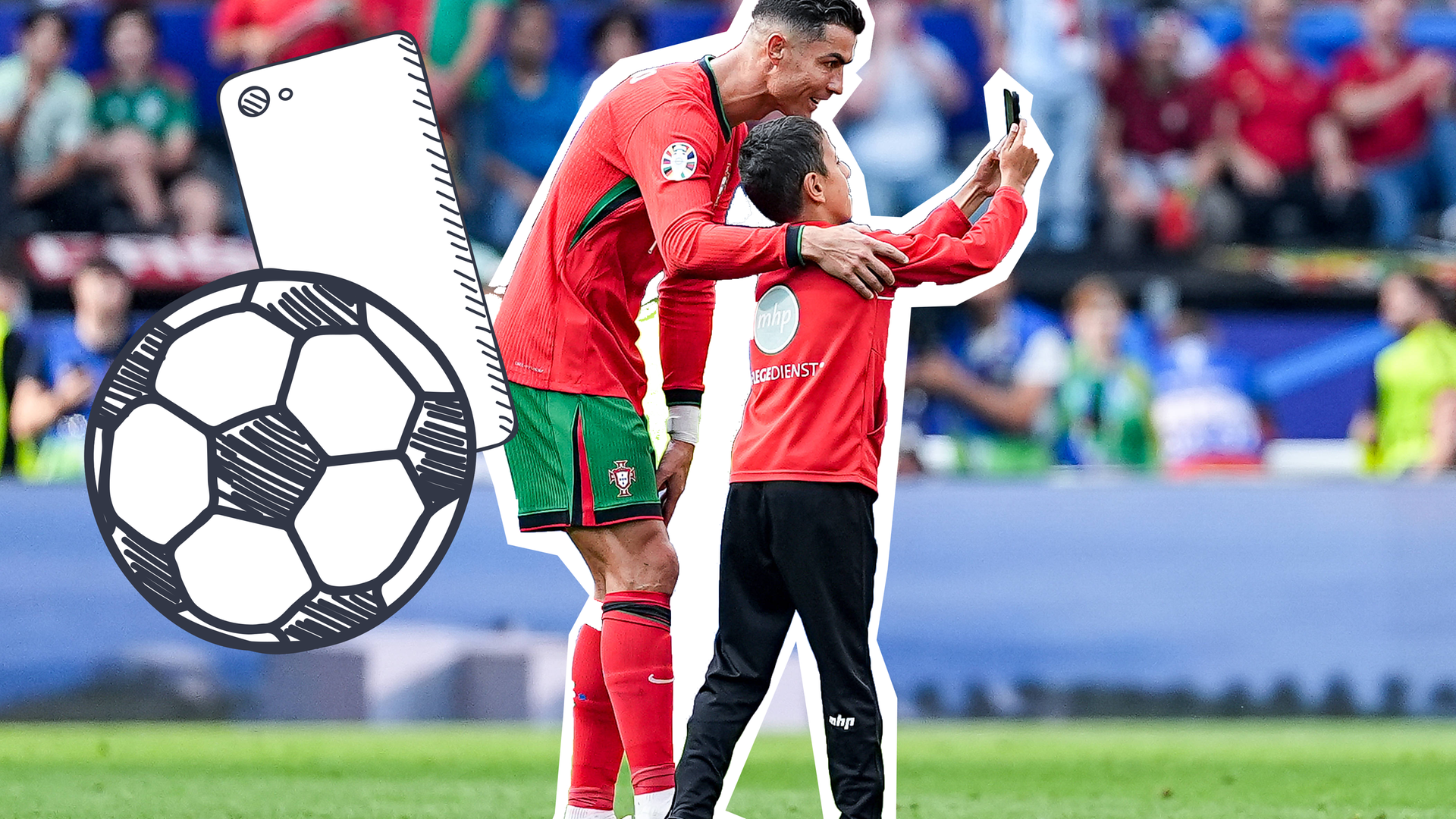 Junge macht Selfie mit Ronaldo