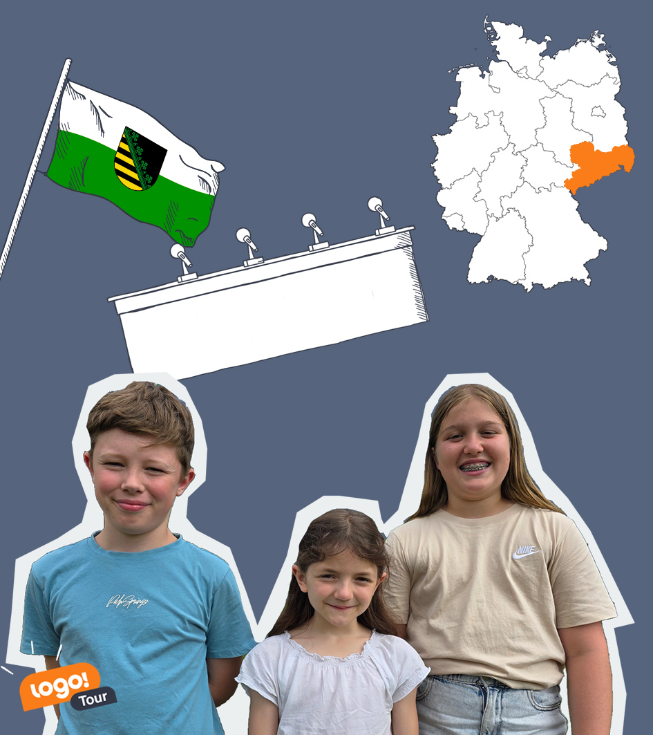 Sachsen Karte, Flagge, Kinder, Regierungspult