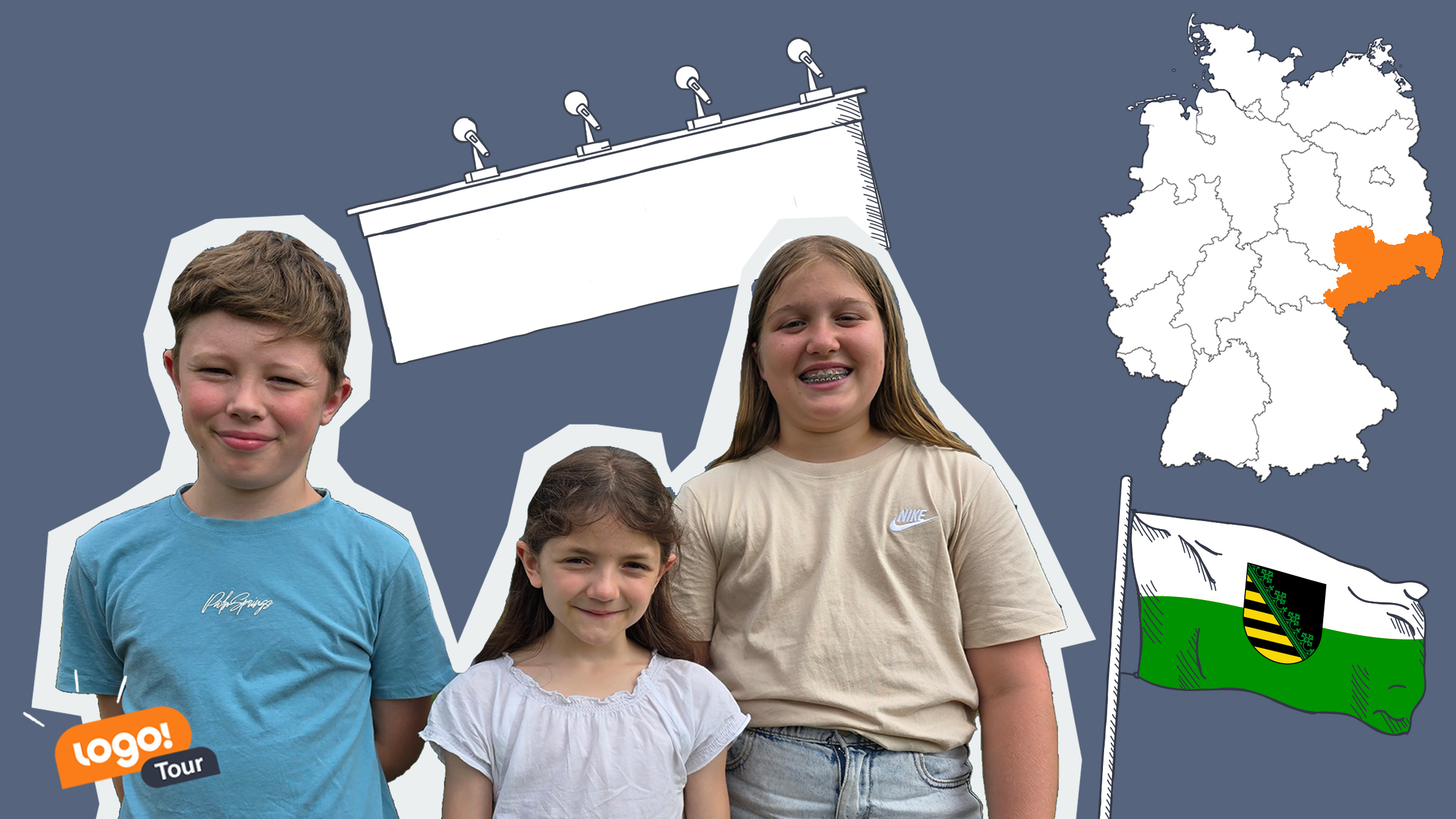 Sachsen Karte, Flagge, Kinder, Regierungspult