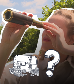 Reporterin Isabelle mit Fernrohr