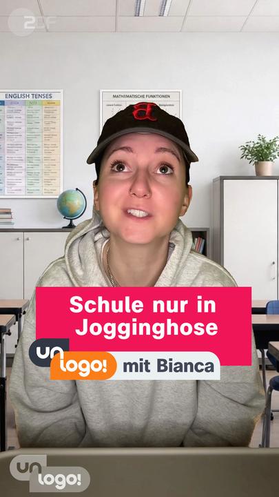 Charakter Paul mit Kappe. Text: Schule nur in Jogginghose.