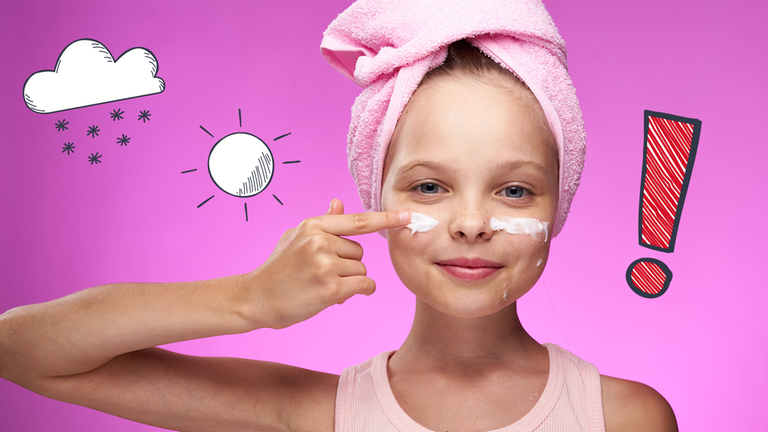 Kind cremt Gesicht ein