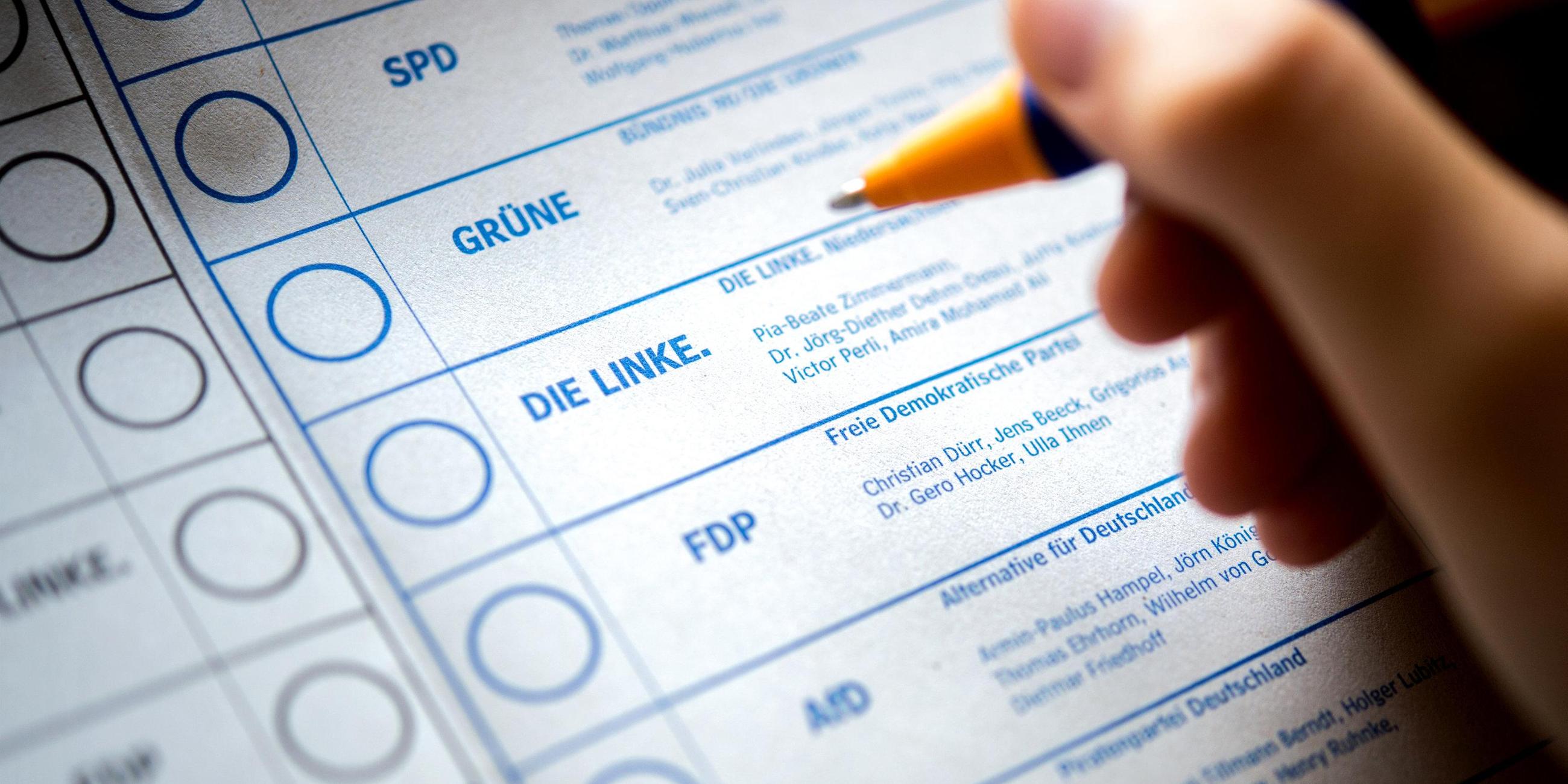 Stimmzettel für die Bundestagswahl 2017