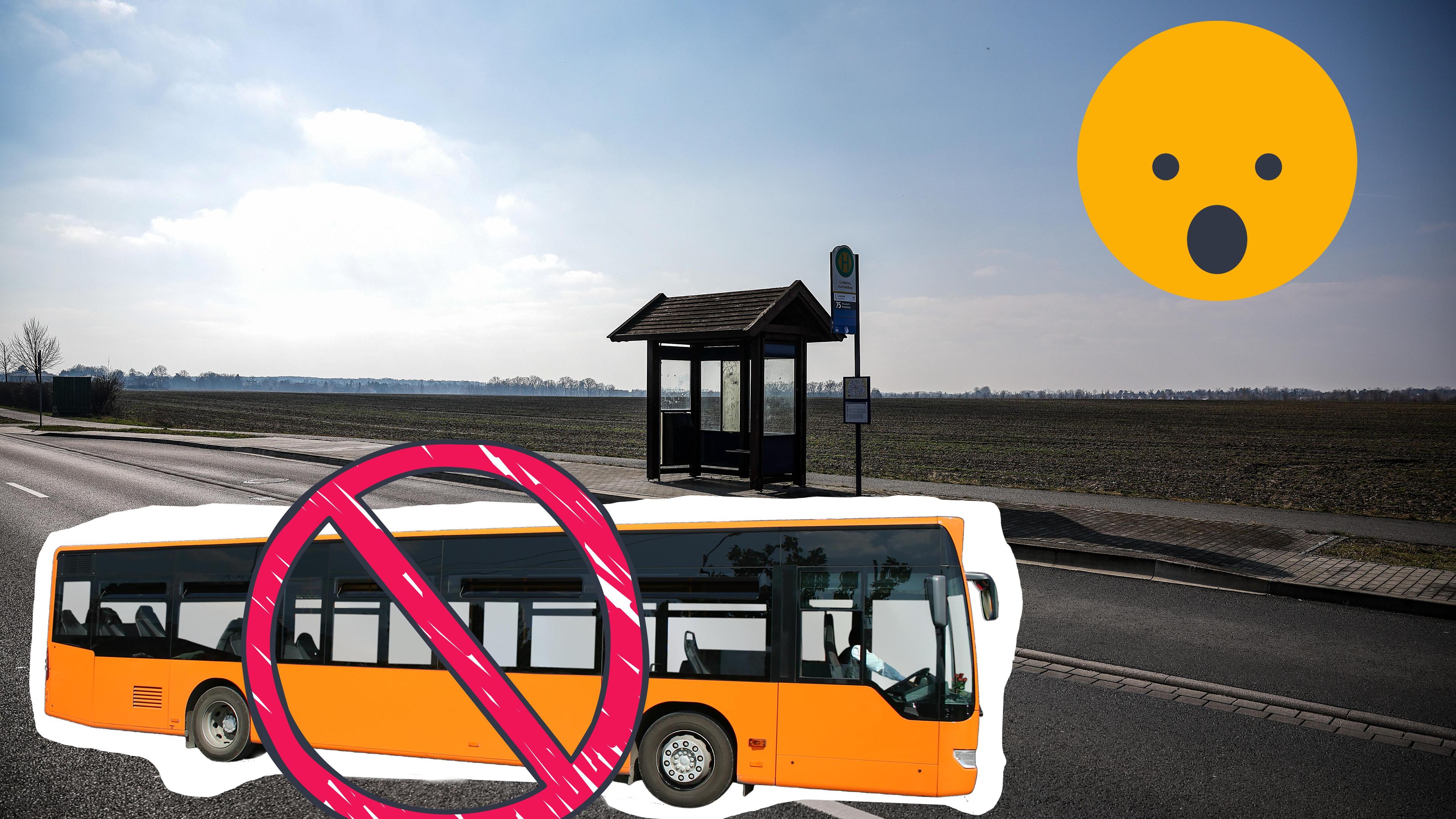 Bushaltestelle mit durchgestrichenem Bus