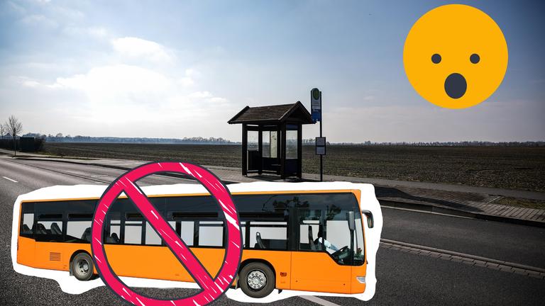 Bushaltestelle mit durchgestrichenem Bus