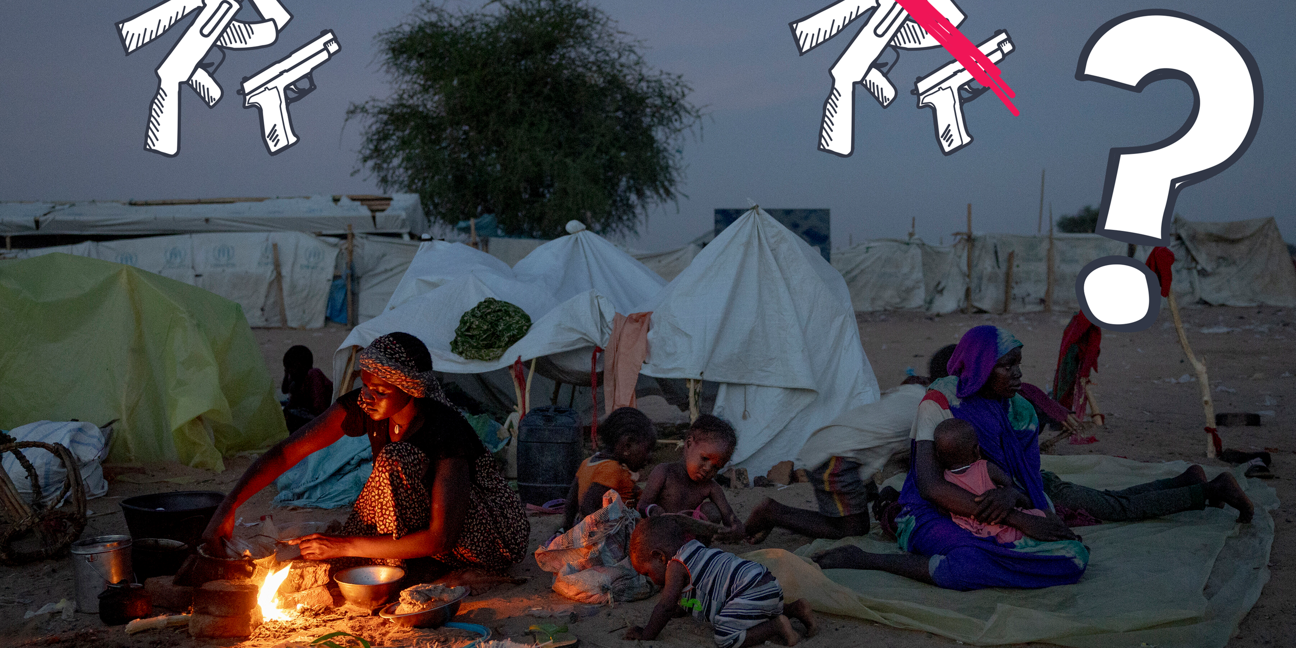 Menschen in einem Geflüchtetenlager in Sudan