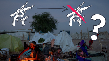 Menschen in einem Geflüchtetenlager in Sudan