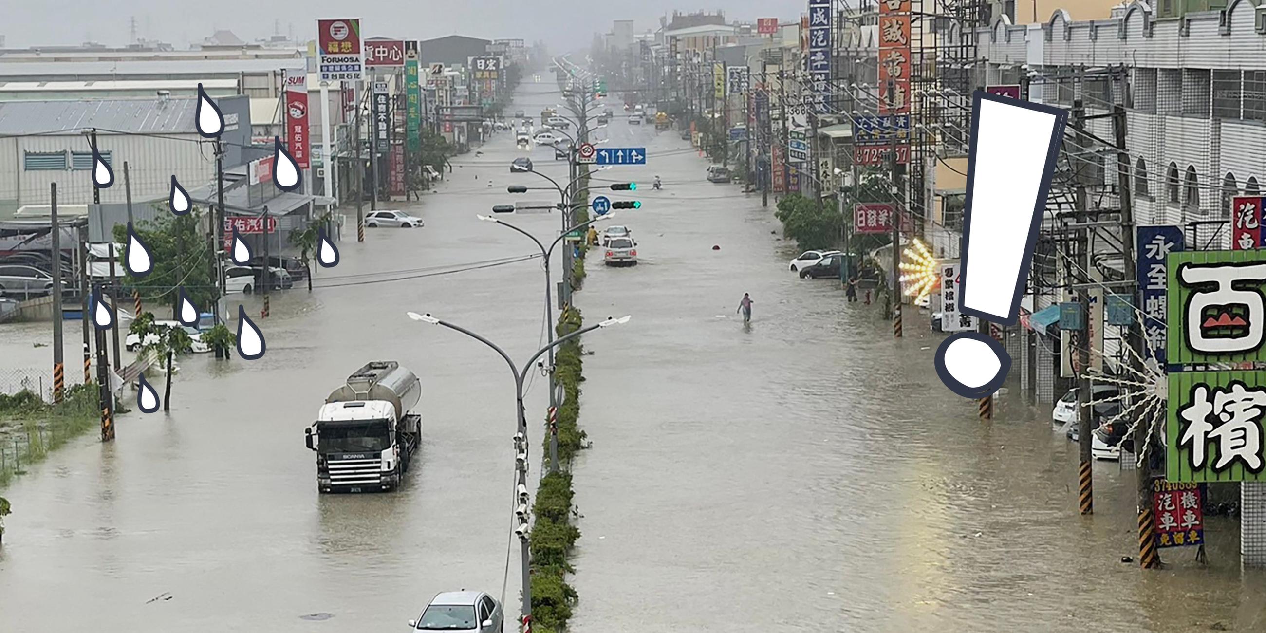 Überschwemmte Straßen in Taiwan 