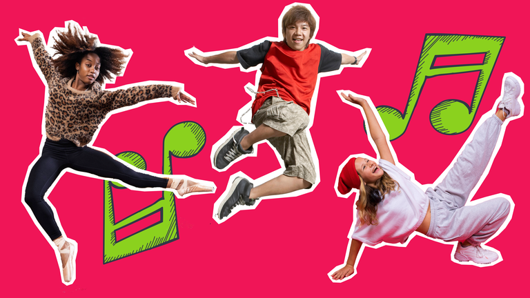 Drei tanzende Jugendliche