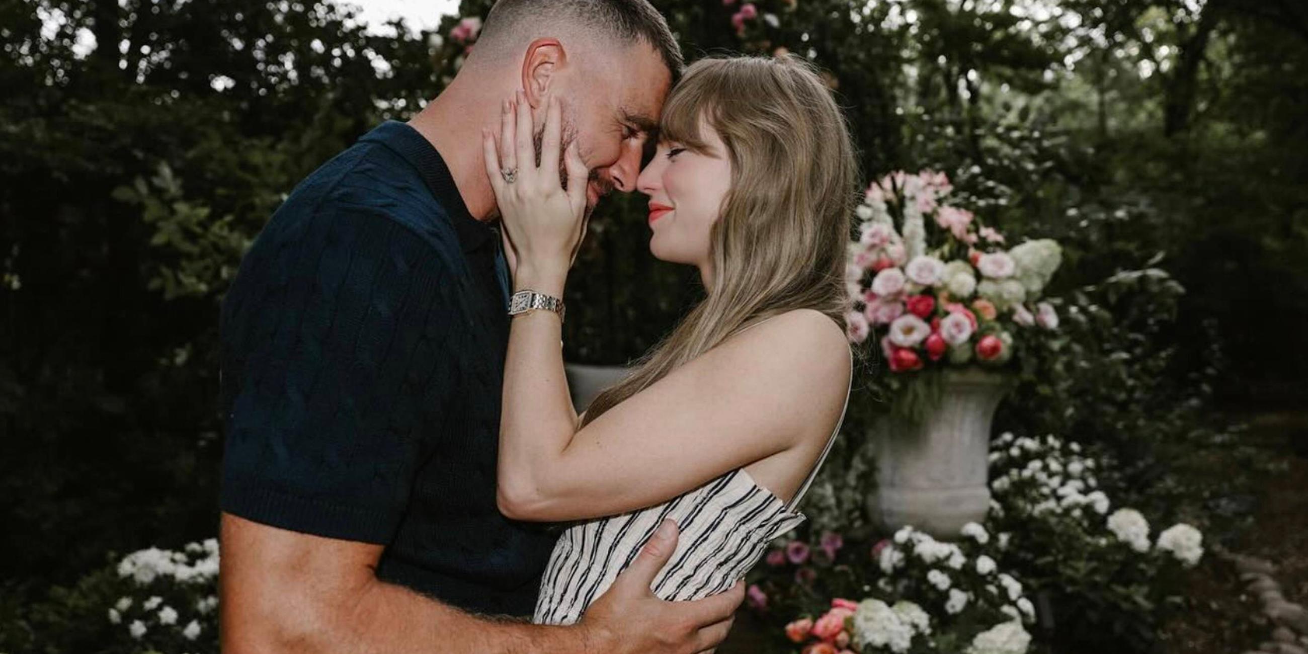 Taylor Swift und Travis Kelce halten sich verliebt aneinander fest.