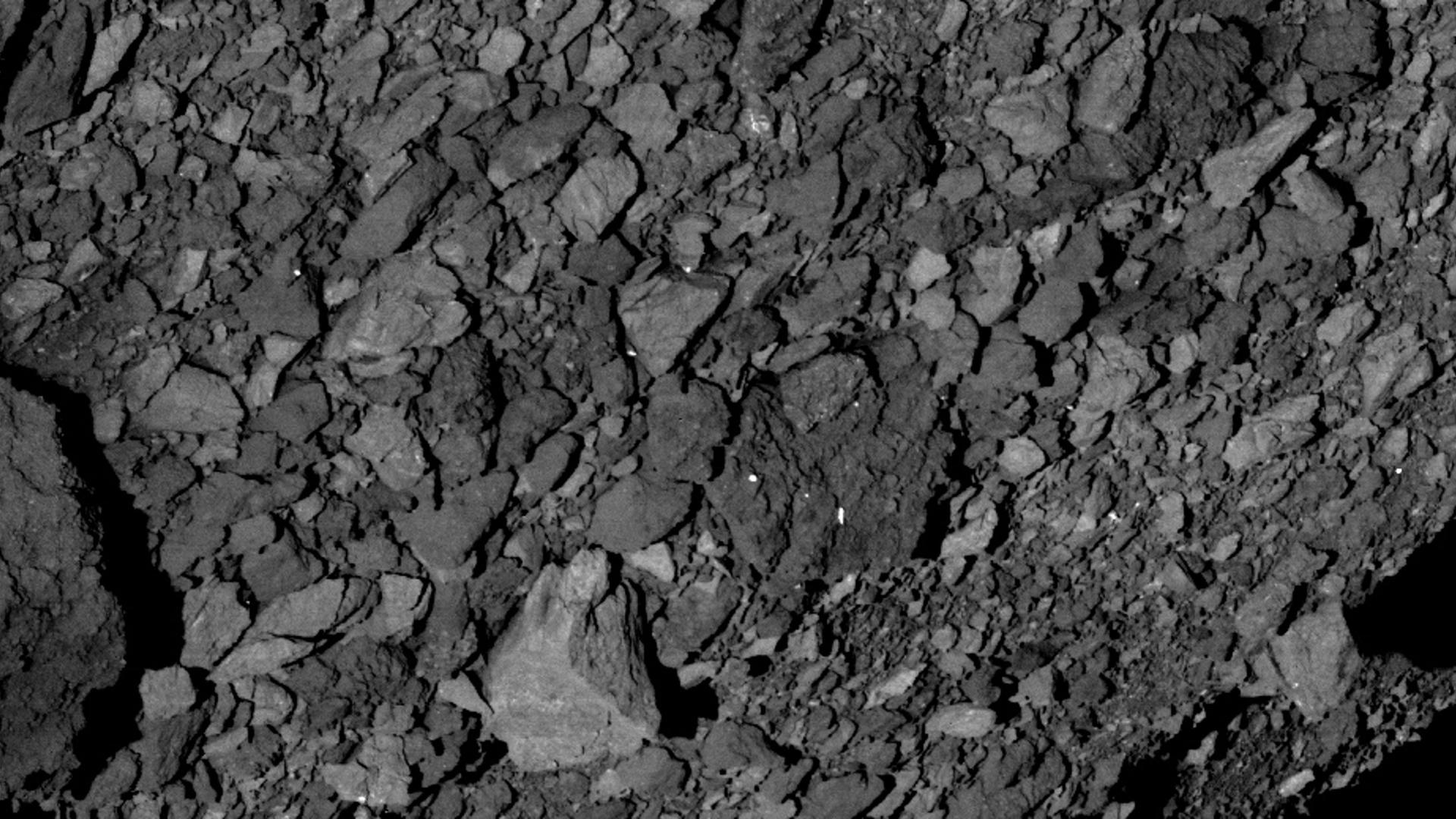 Die Oberfläche des Asteroiden Bennu. Illustration