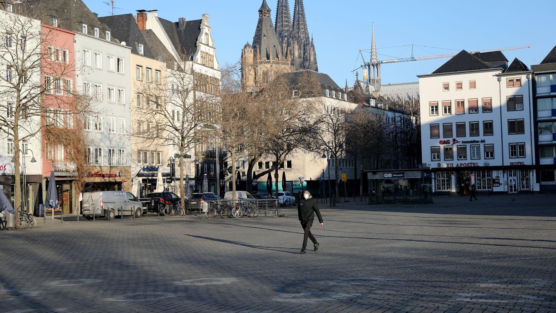 Leere Straßen in Köln.