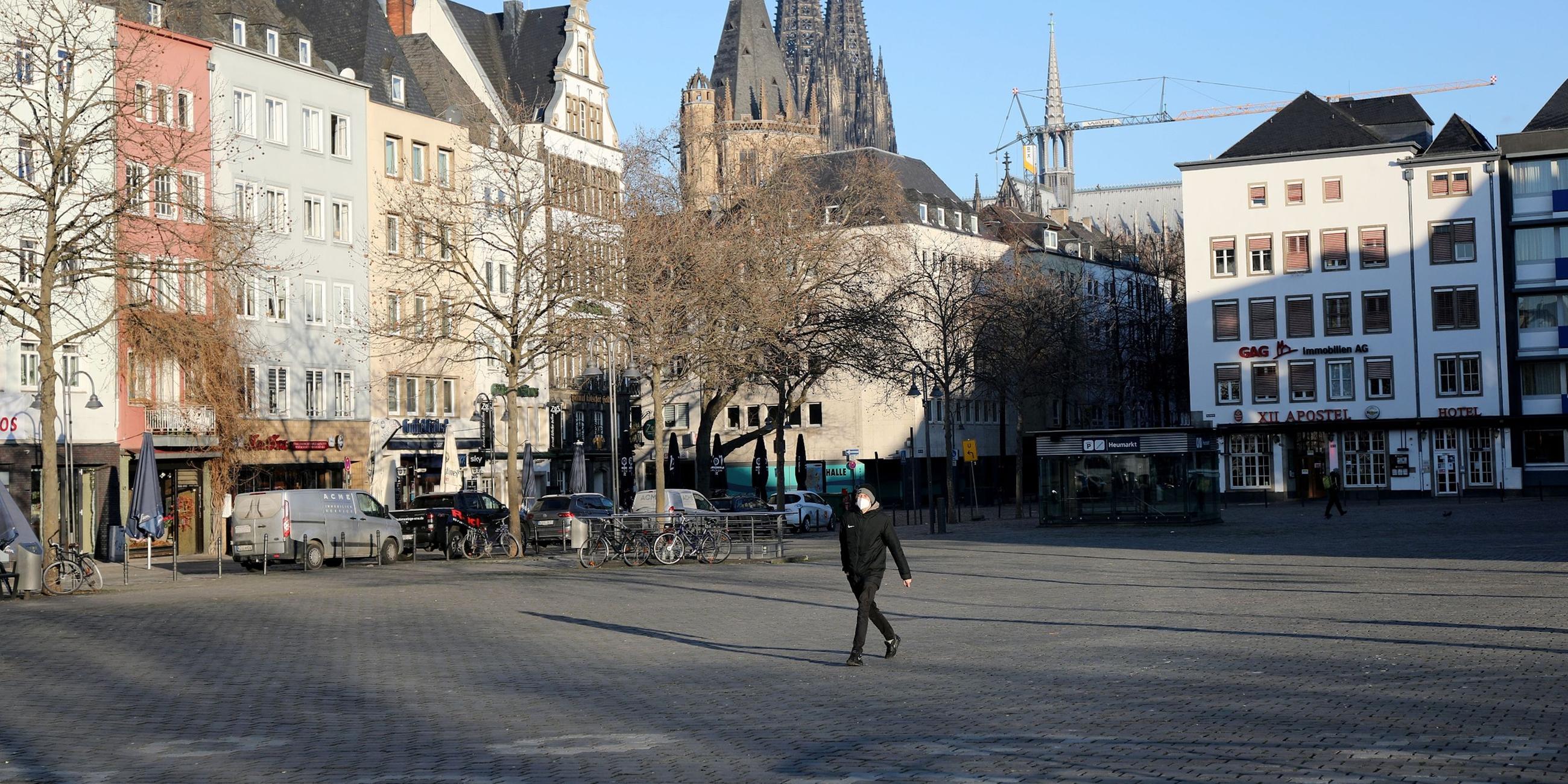 Leere Straßen in Köln.