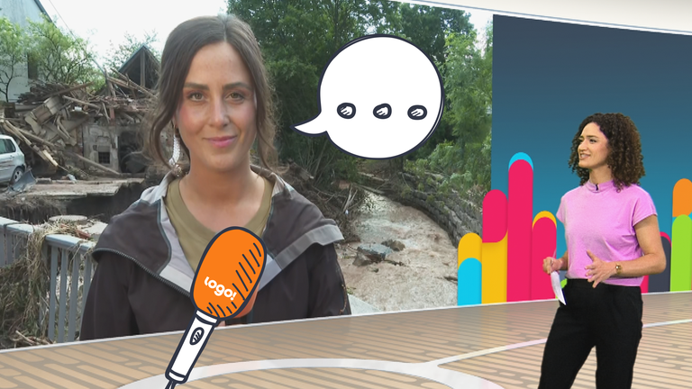 Teresa auf einem Bildschirm im logo!-Studio neben Maral