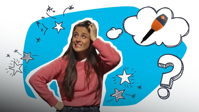 Teresa kratzt sich am Kopf. Eine Gedankenblase zeigt das Star-Mikrofon.