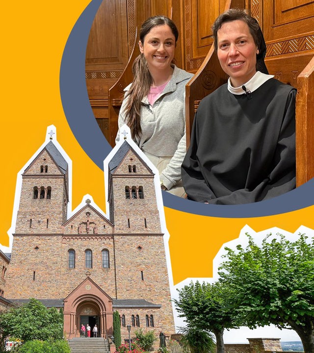 Kloster im Hintergrund, Teresa mit Nonne Teresa