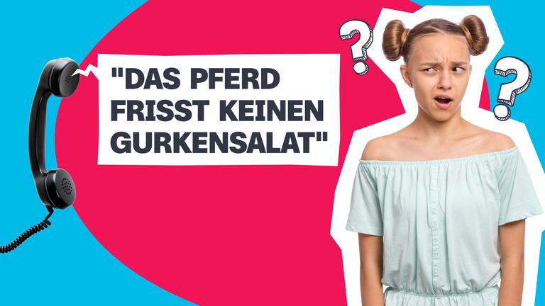 Ein Mädchen mit Handy und Fragezeichen 