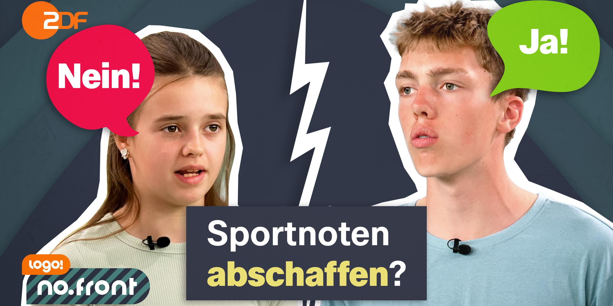 Junge und Mädchen mit Blitz dazwischen  