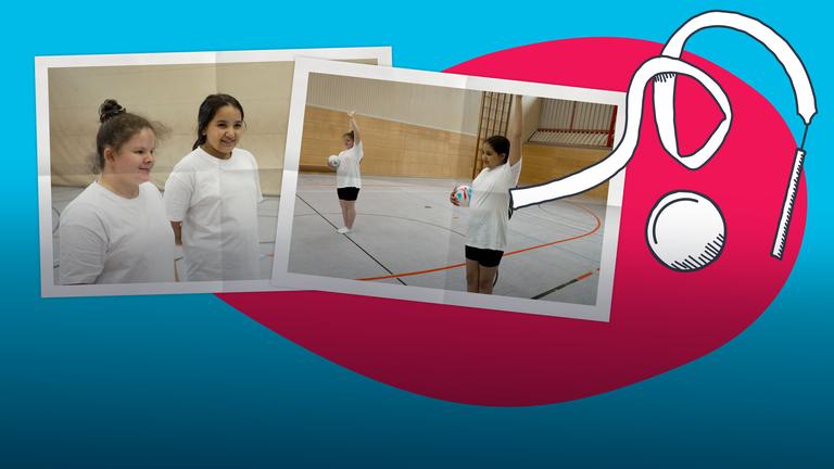 Zwei Mädchen trainieren rhythmische Sportgymnastik