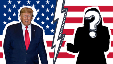 Donald Trump und eine nicht erkennbare Person 