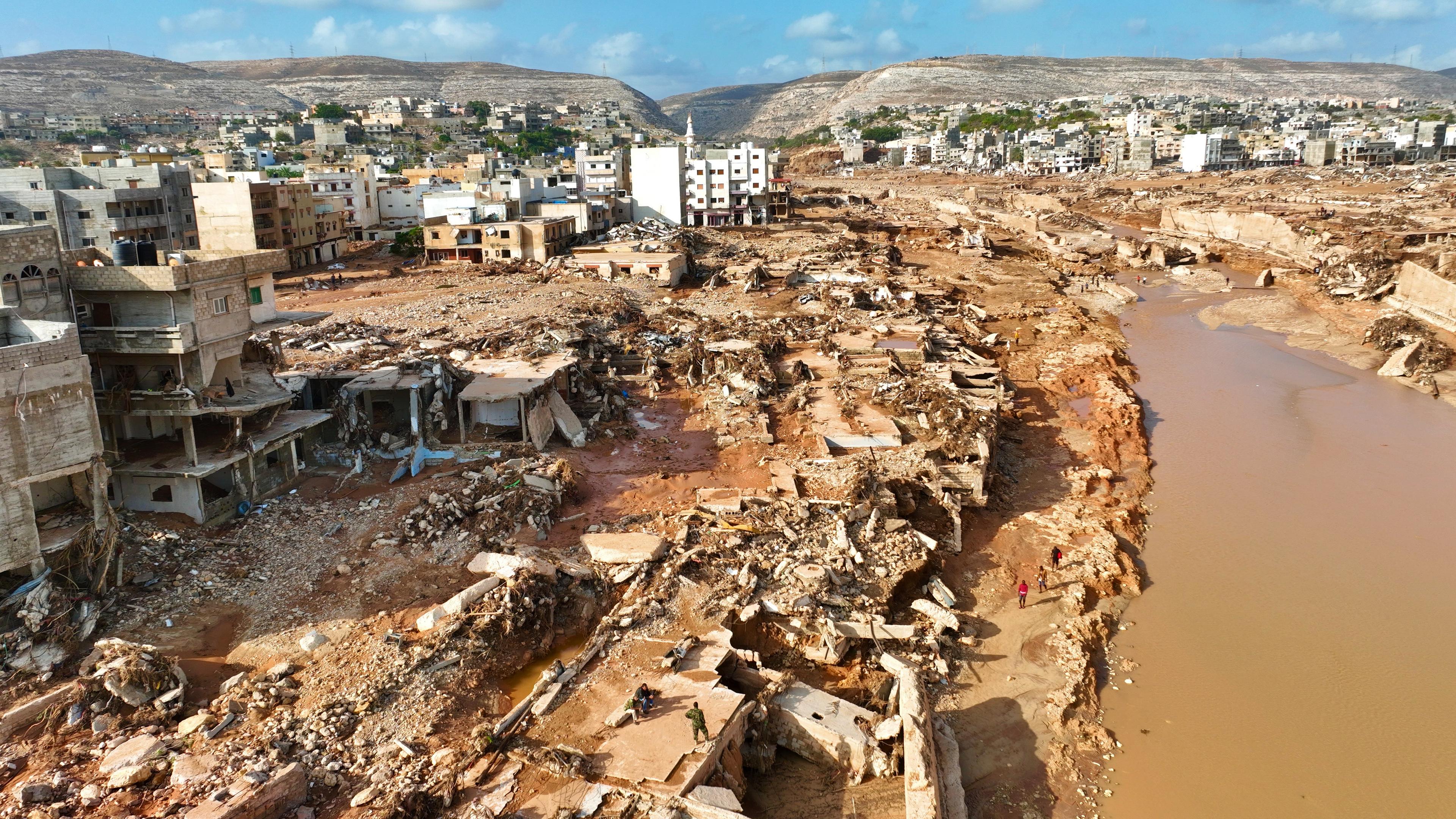 Unwetter-Katastrophe in Libyen, aufgenommen am 12.09.2023 in der Hafenstadt Darna