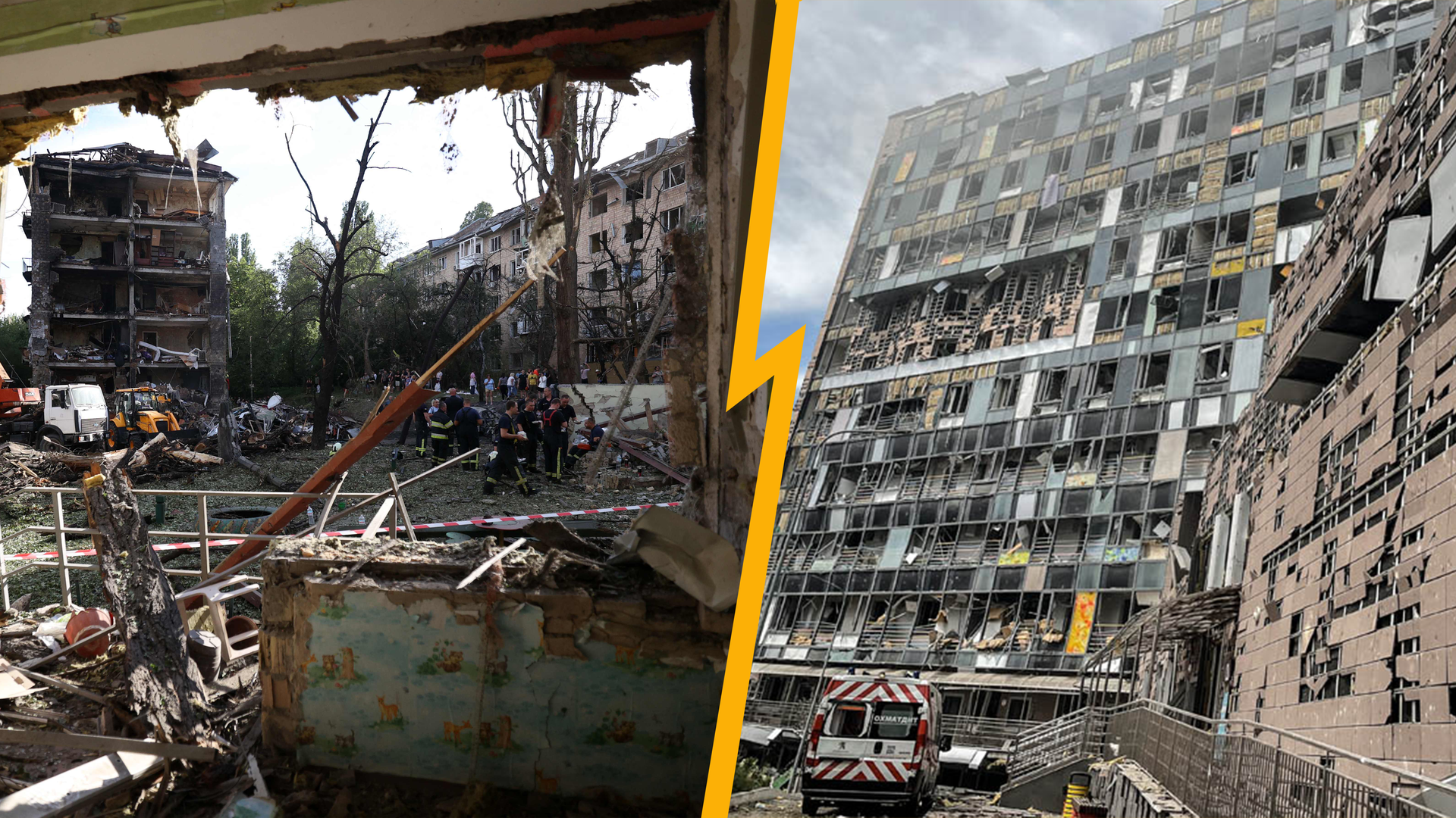 Zerstörte Kinderklinik in der Ukraine