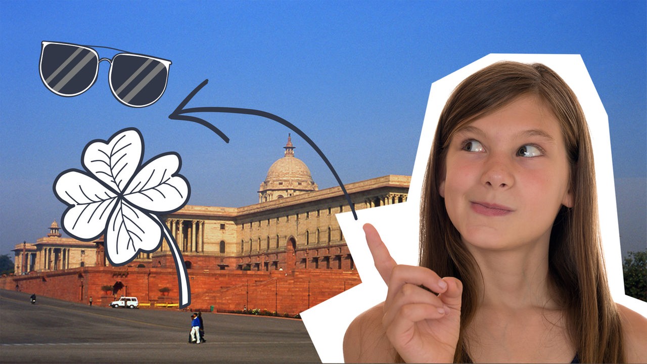 Ein Mädchen denkt über außergewöhnliche Ministerien nach, zum Beispiel das Ministerium gegen Einsamkeit und Glück.